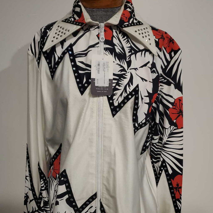 White with red and Black Flowers Western Shirt