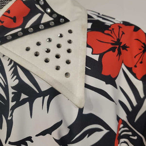 White with red and Black Flowers Western Shirt
