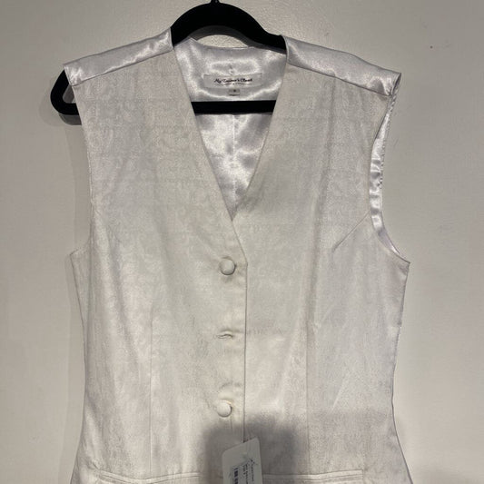 Extra Long White Paisley Vest 6