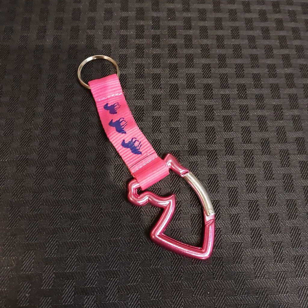 Pink Horse Head Keychain with Lanyard