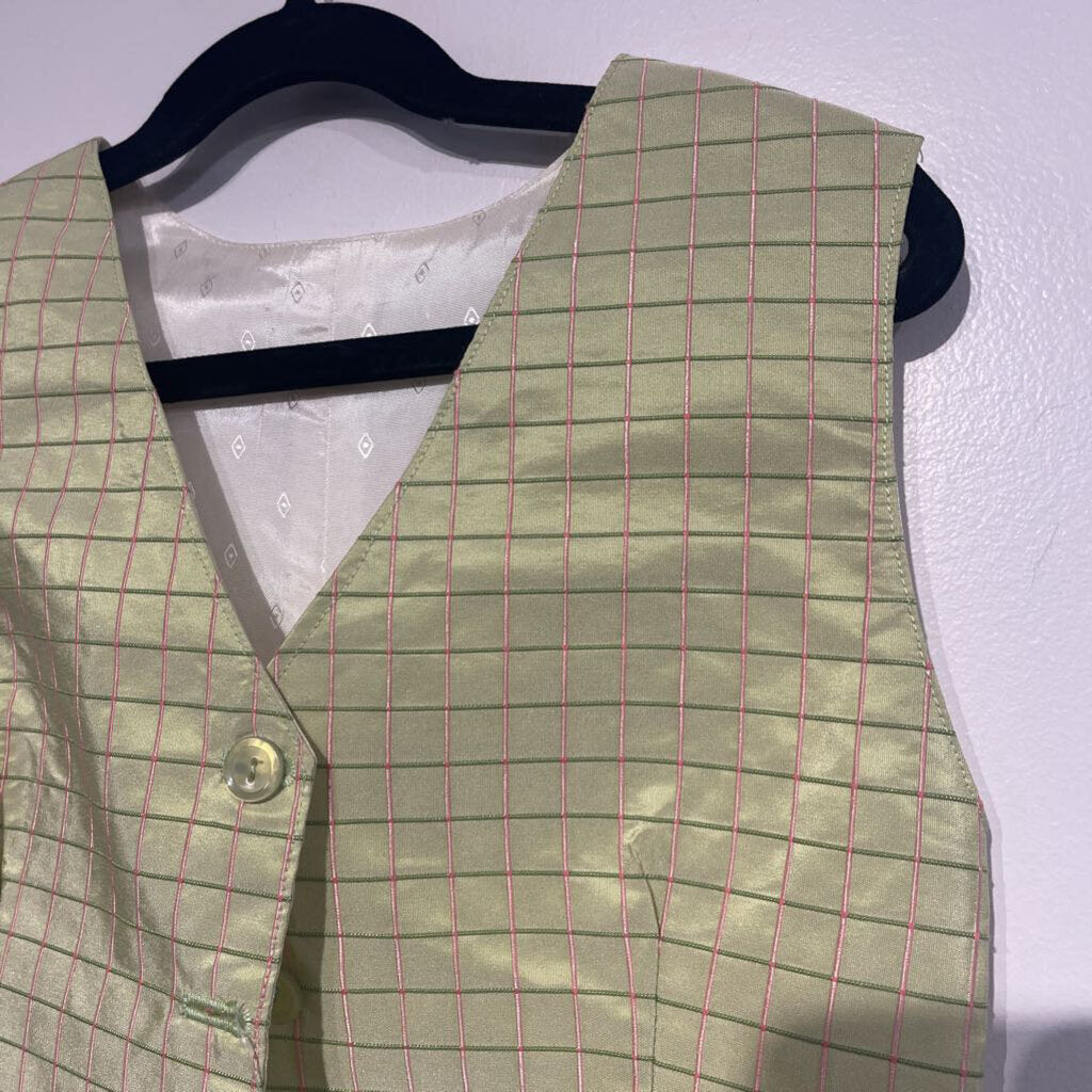 Light Green and Pink Checkered Vest