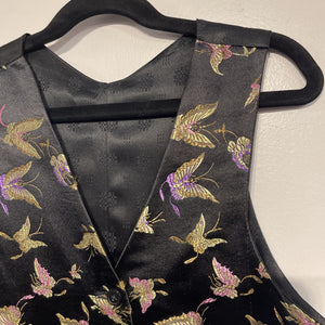 Black Vest with Gold and Pink Butterflies