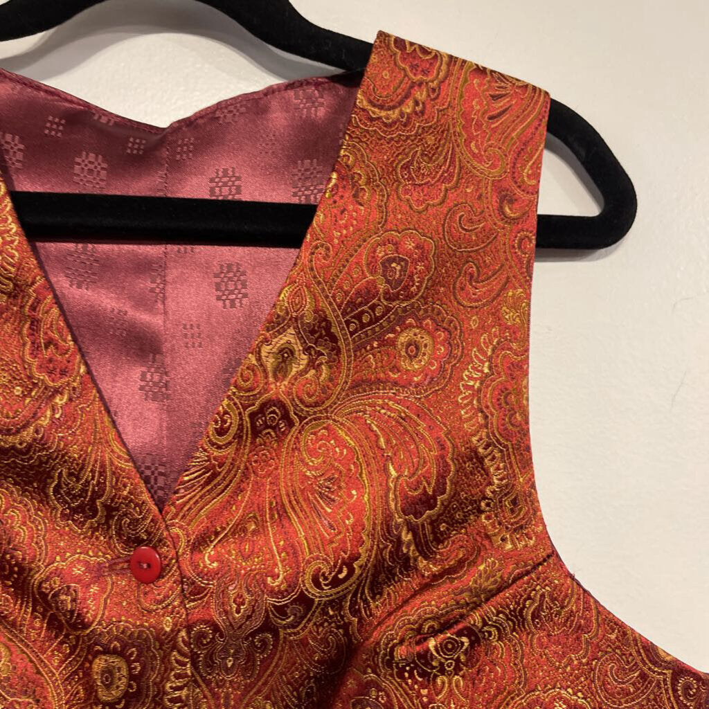 Maroon and Gold Brocade Vest