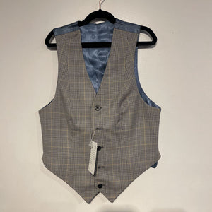 Reversible Blue and Plaid Windowpane Vest