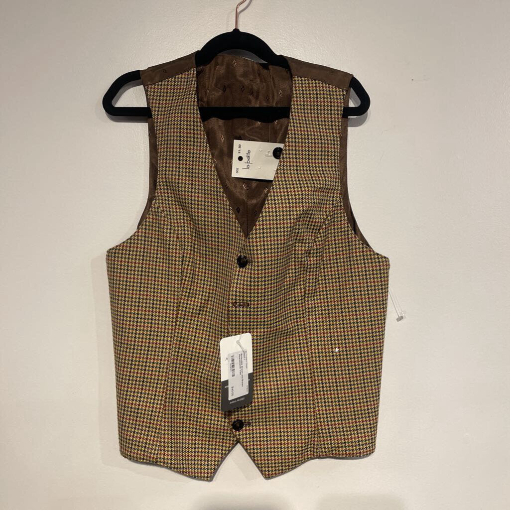 Reversible Brown and Brown Houndstooth Vest