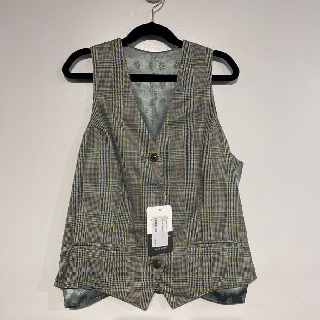 Green Windowpane Vest