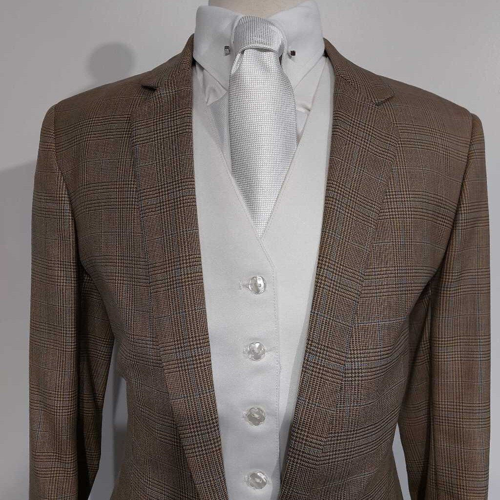 Saddleseat Connection Taupe and Blue Windowpane Boys Suit