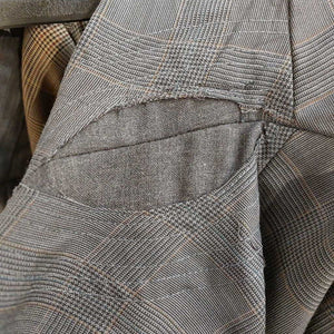 LeCheval Grey Windowpane Boys Suit(small hole left leg crotch repaired)