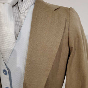 Custom Taupe Suit with Light Blue Stripe