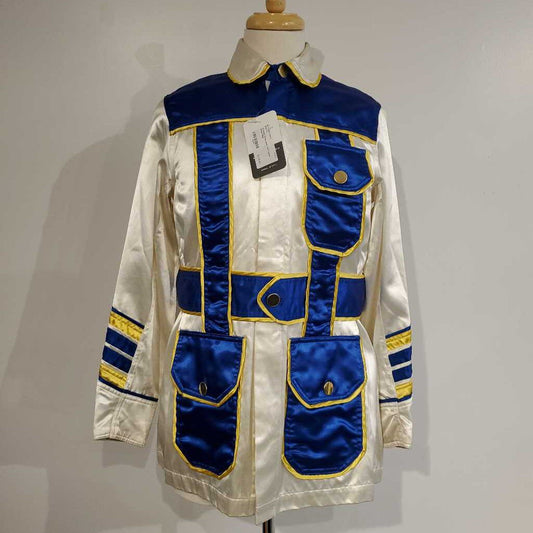 Custom White, Blue, and Yellow Road Silks