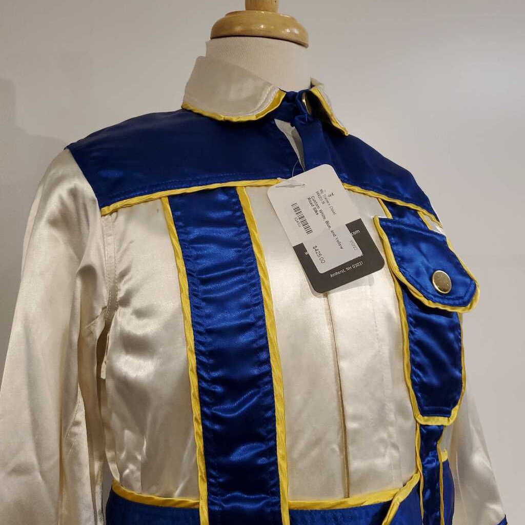 Custom White, Blue, and Yellow Road Silks