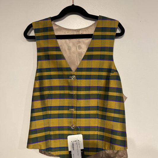 Green, Purple, and Yellow Plaid Vest