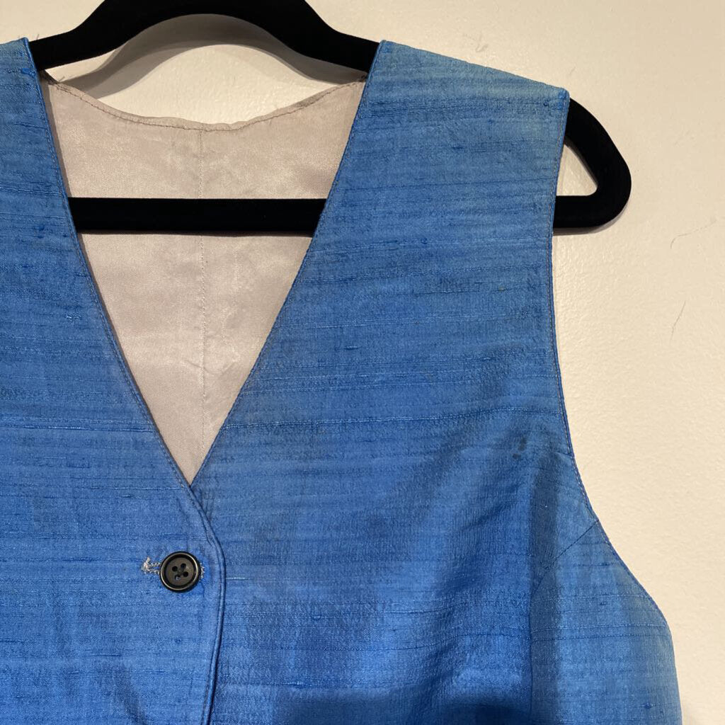 Custom Blue Silk Vest