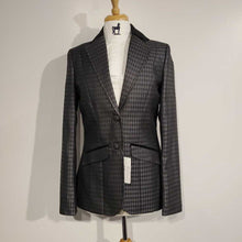 Load image into Gallery viewer, New Custom Black Silver Plaid Hunt Coat
