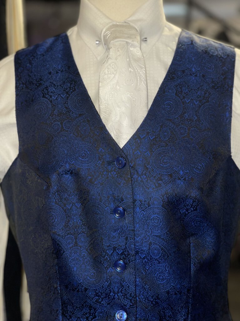 Custom Blue Brocade Vest