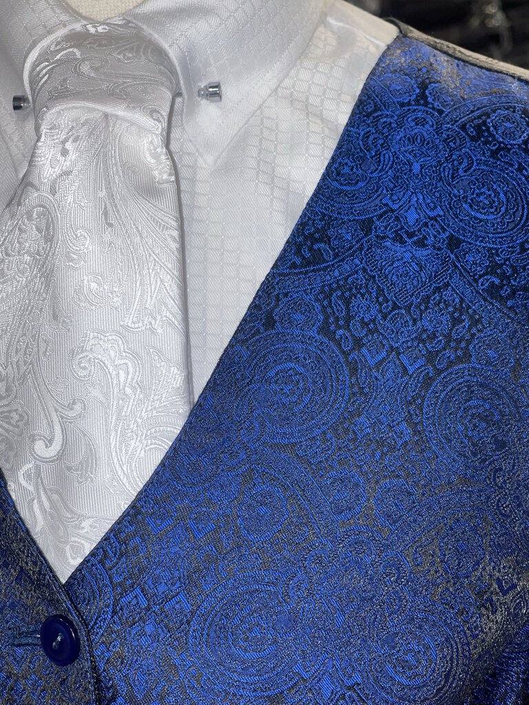 Custom Blue Brocade Vest