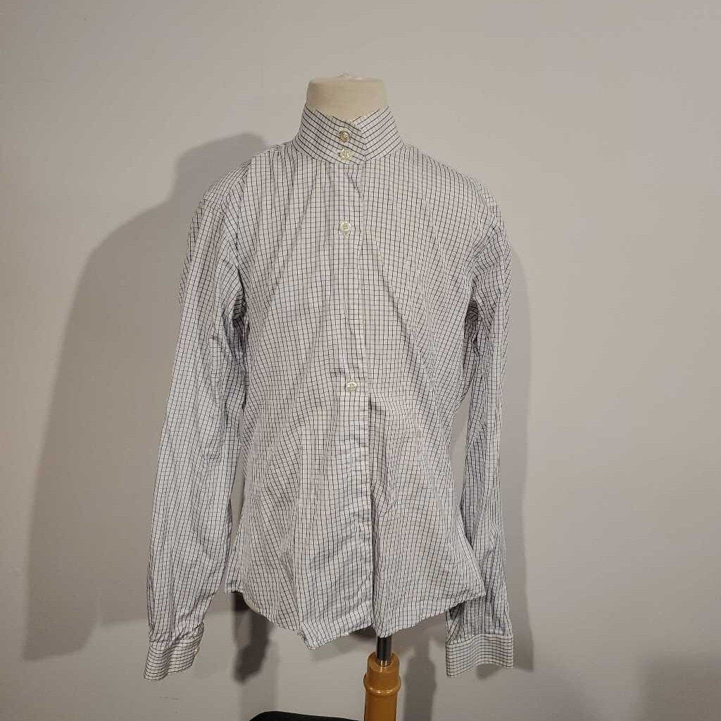 Show Season White/Blue Plaid Hunt Shirt Neck-14.5