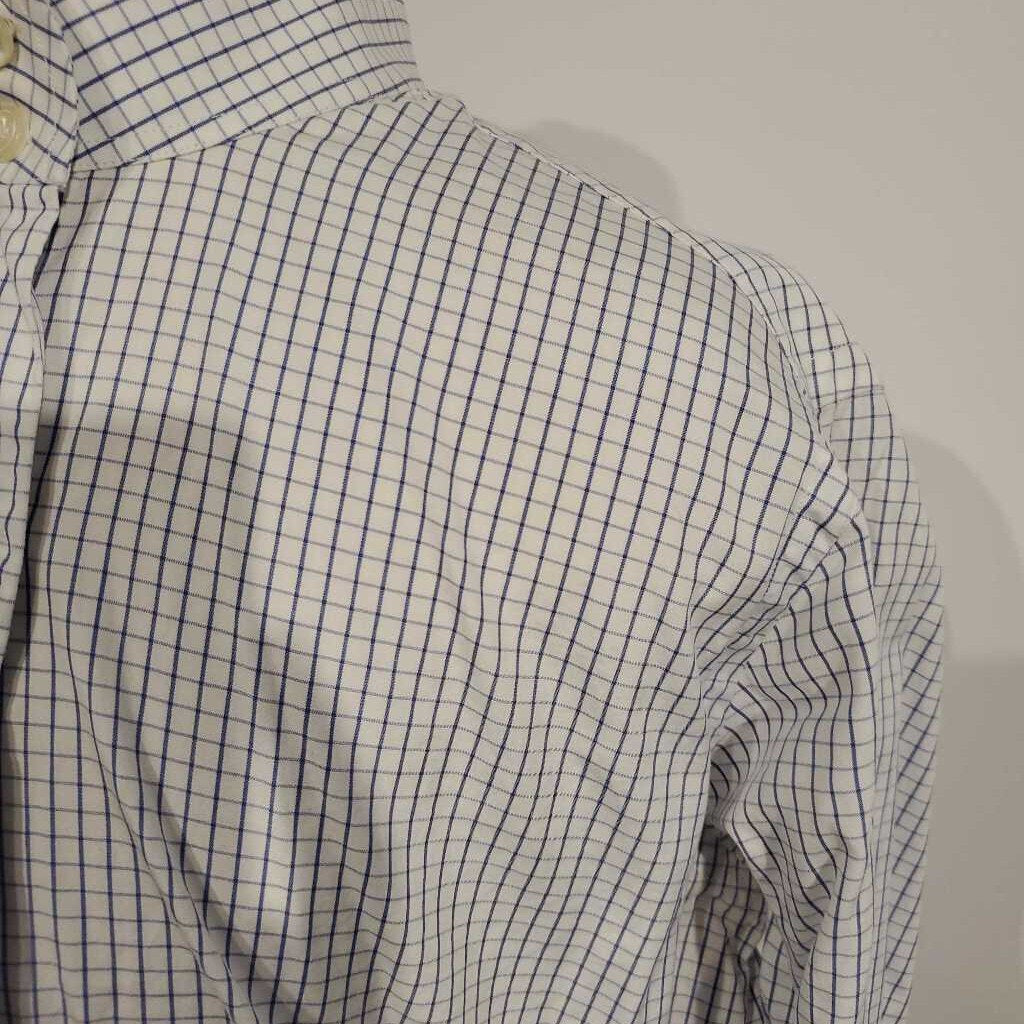 Show Season White/Blue Plaid Hunt Shirt Neck-14.5