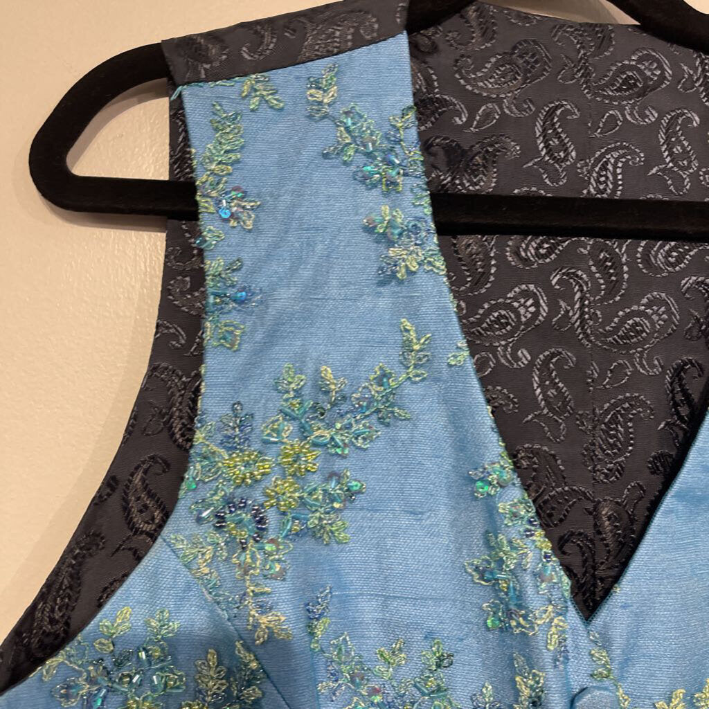 Custom Aqua Floral Vest