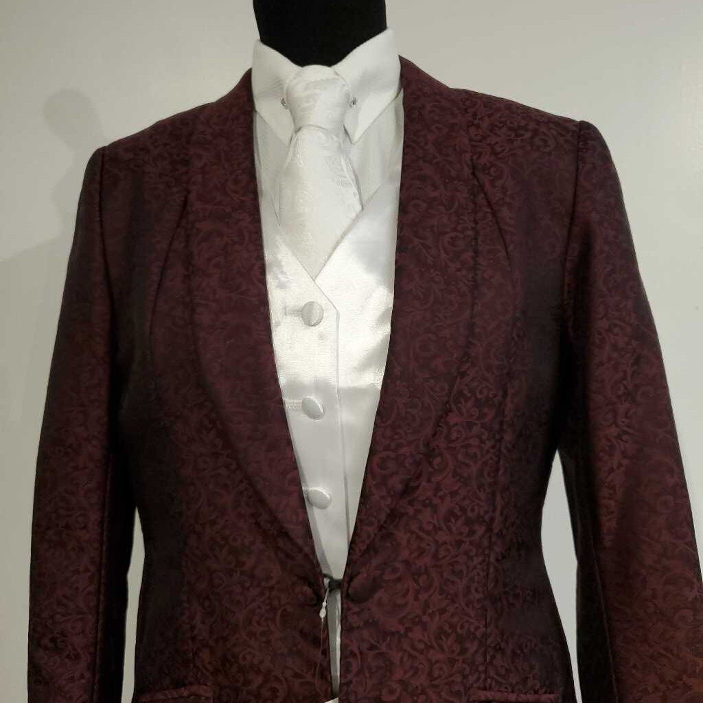 Custom Marsha De Arriaga Burgundy Brocade Daycoat