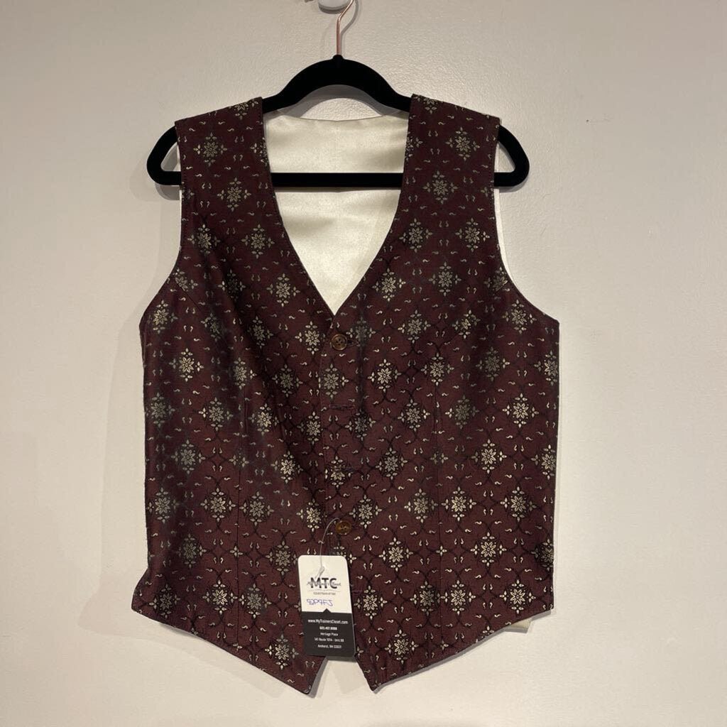 Reversible Maroon and Blue Brocade Vest