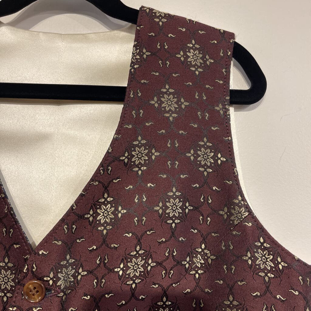 Reversible Maroon and Blue Brocade Vest