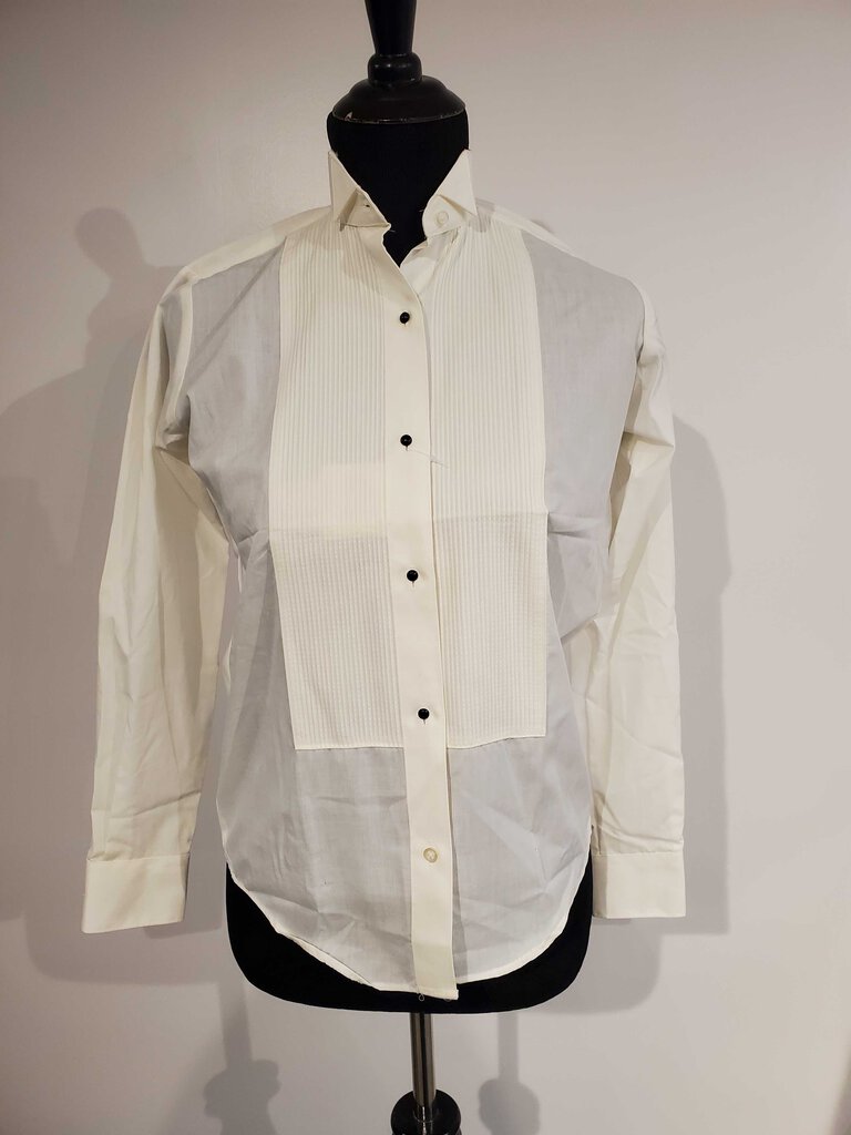 Cream Pleated Formal Shirt 4