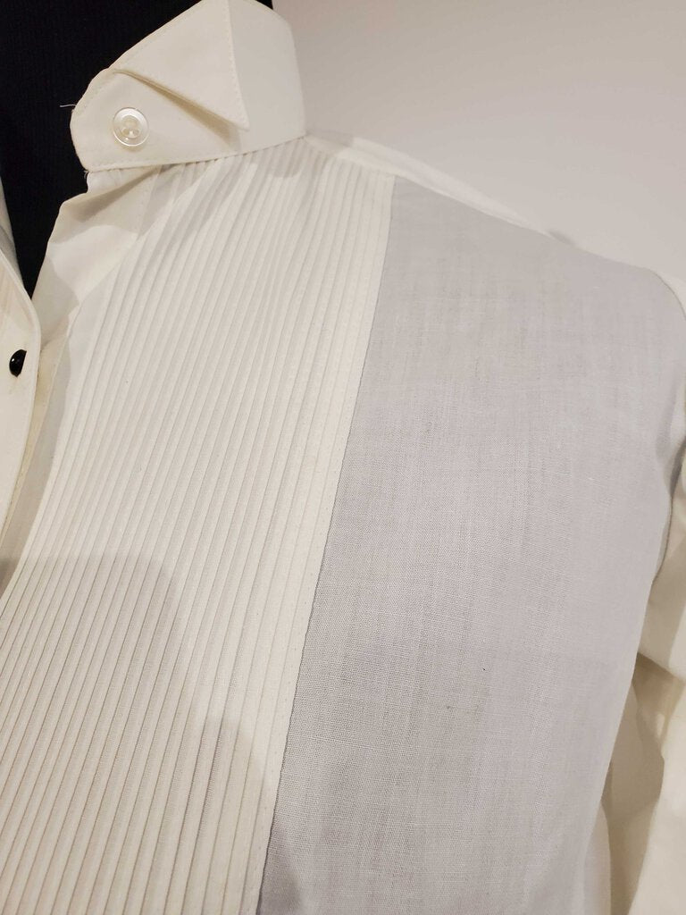 Cream Pleated Formal Shirt 4