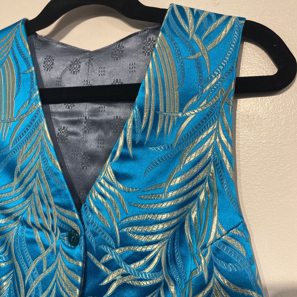 Teal Brocade Vest