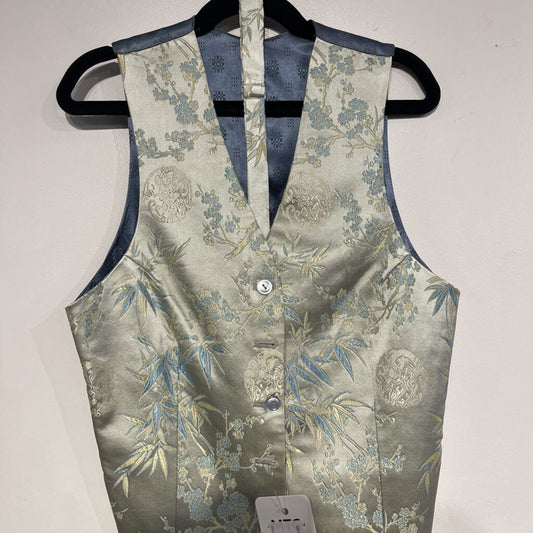 Green Floral Vest with Bowtie