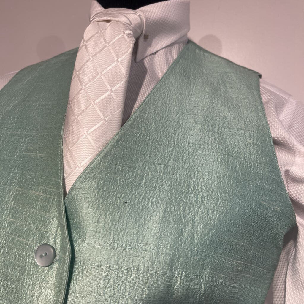 Green Raw Silk Vest