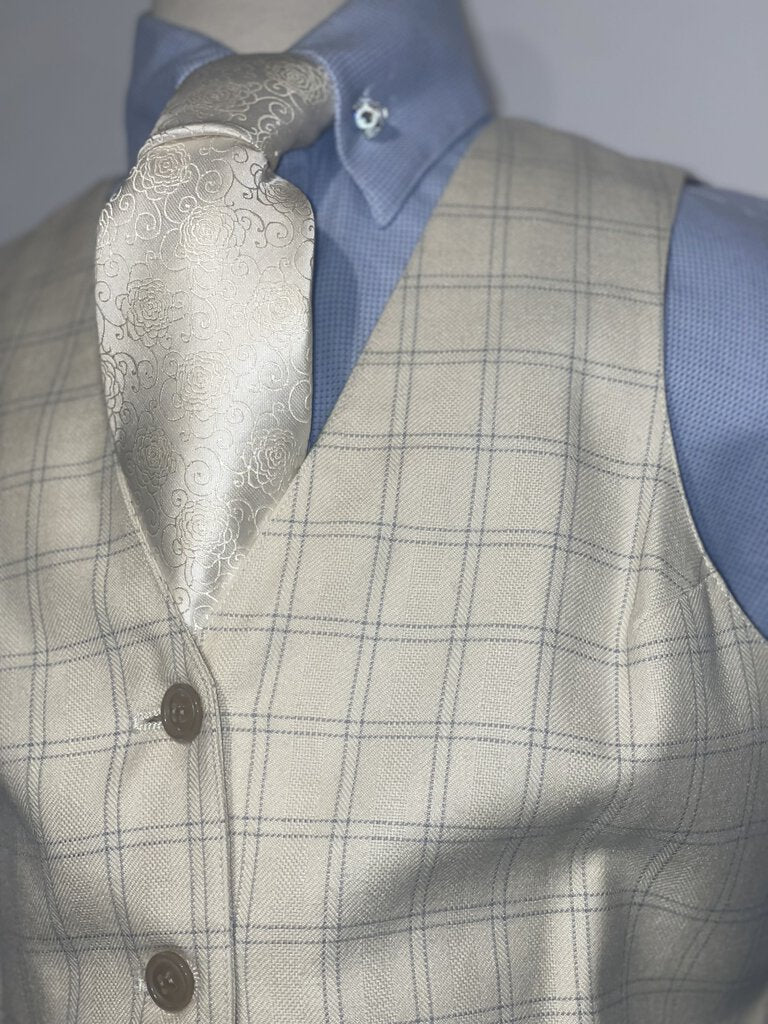 Becker Brothers Cream and blue plaid Vest