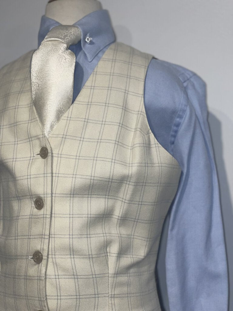 Becker Brothers Cream and blue plaid Vest