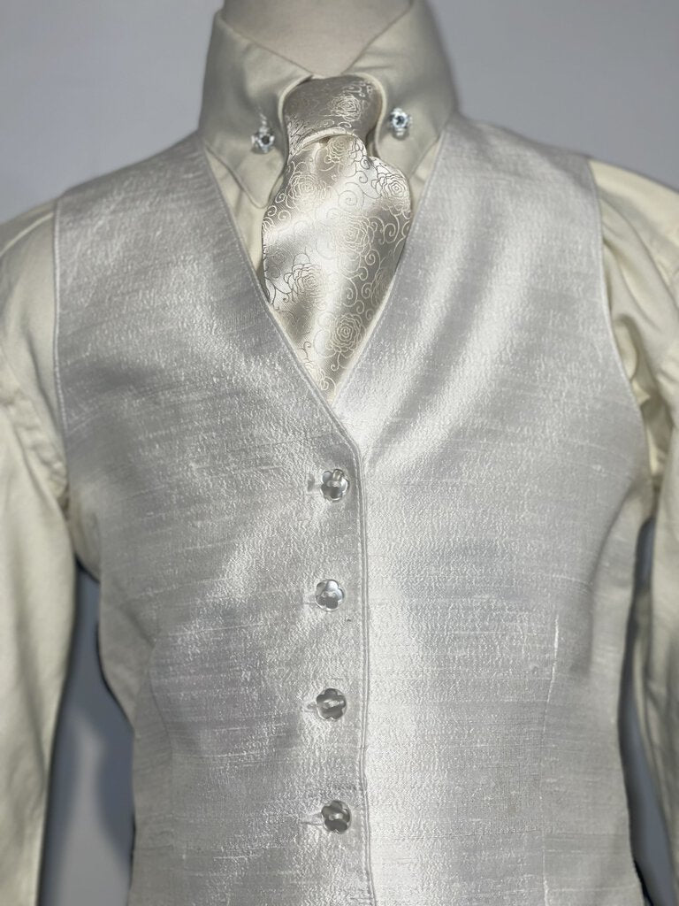 White Raw Silk Mix Vest