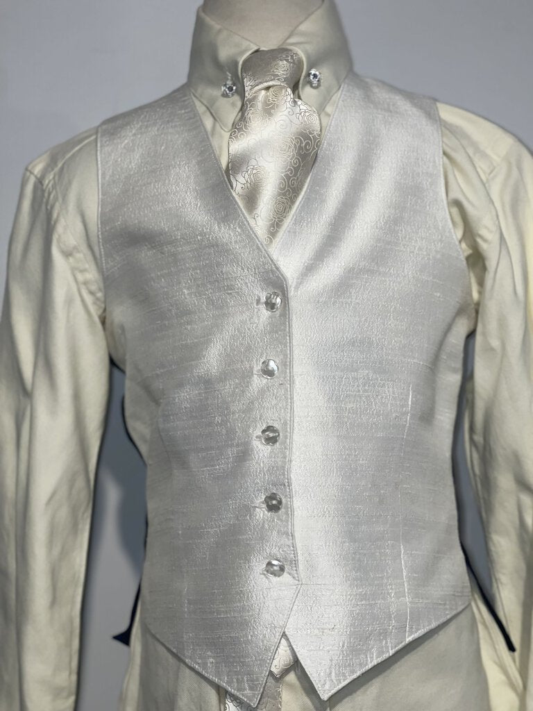 White Raw Silk Mix Vest