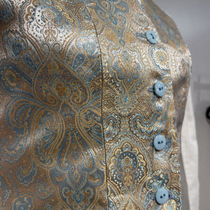 Gold and Light Blue Brocade Vest